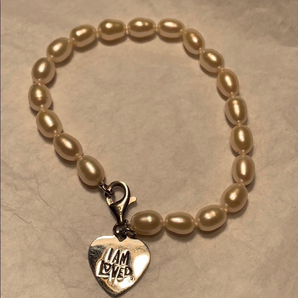 Carolyn Pollack Silver/Pearls I am loved charm